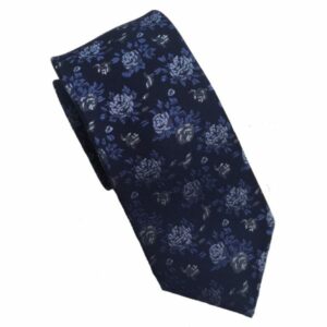 Navy Floral Wooven Silk Tie
