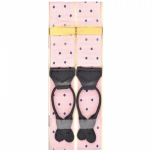 Polka Dot Brace with Leather End – Pink Navy